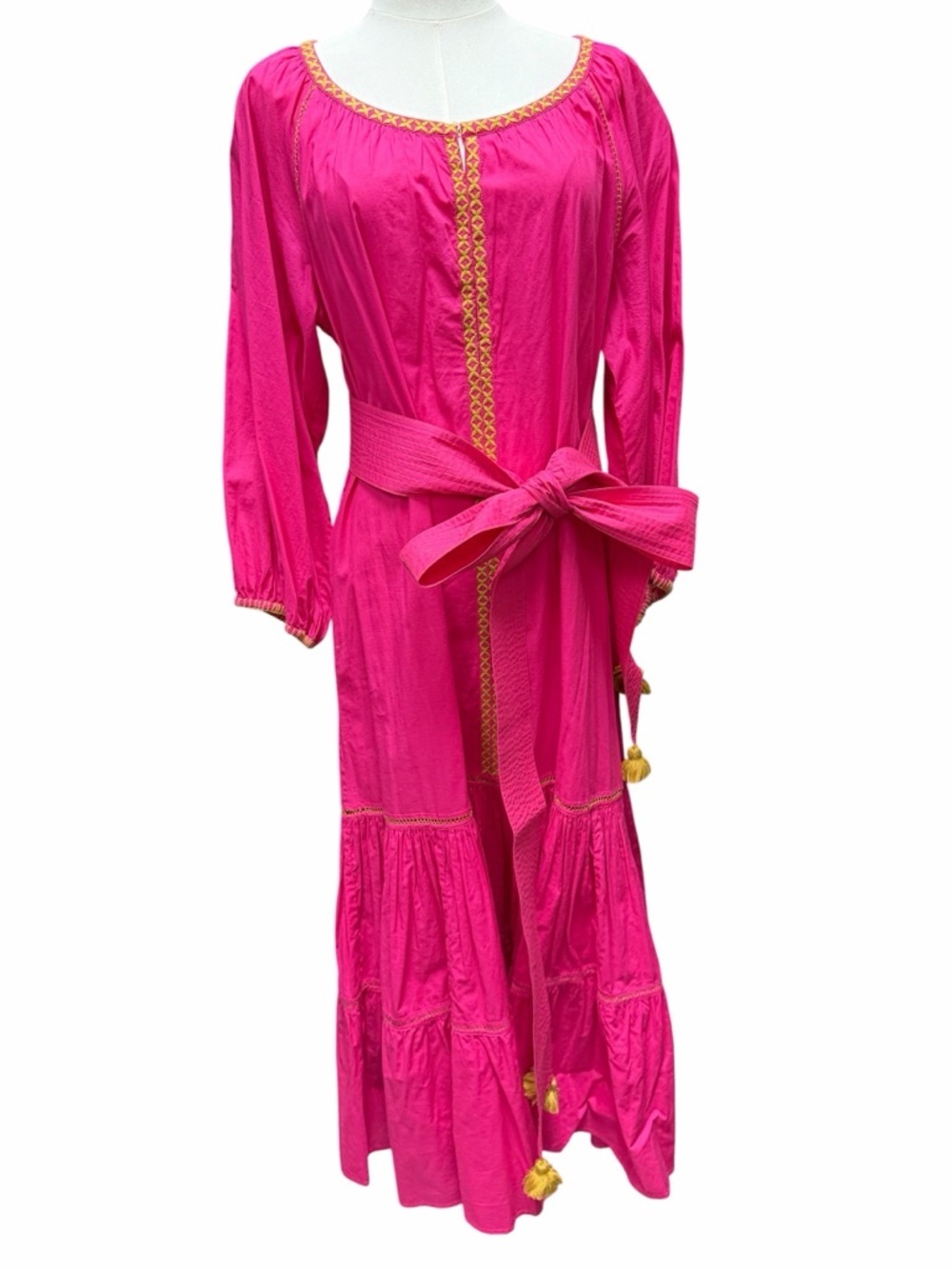 F-3 FIGUE Johanna Belted Maxi Dress in Raspberry
